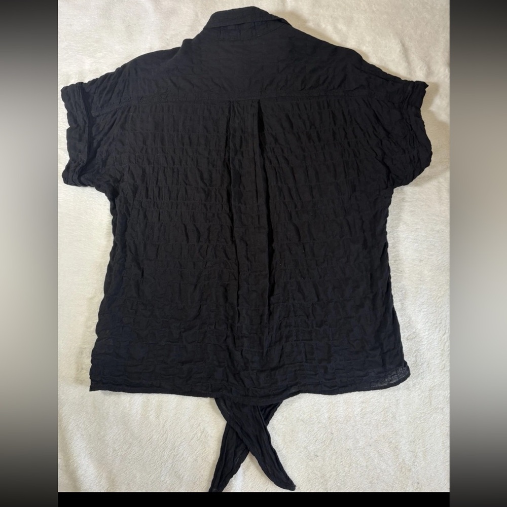 Anthropologie Black Textured Button Down Shirt - Picture 5 of 5